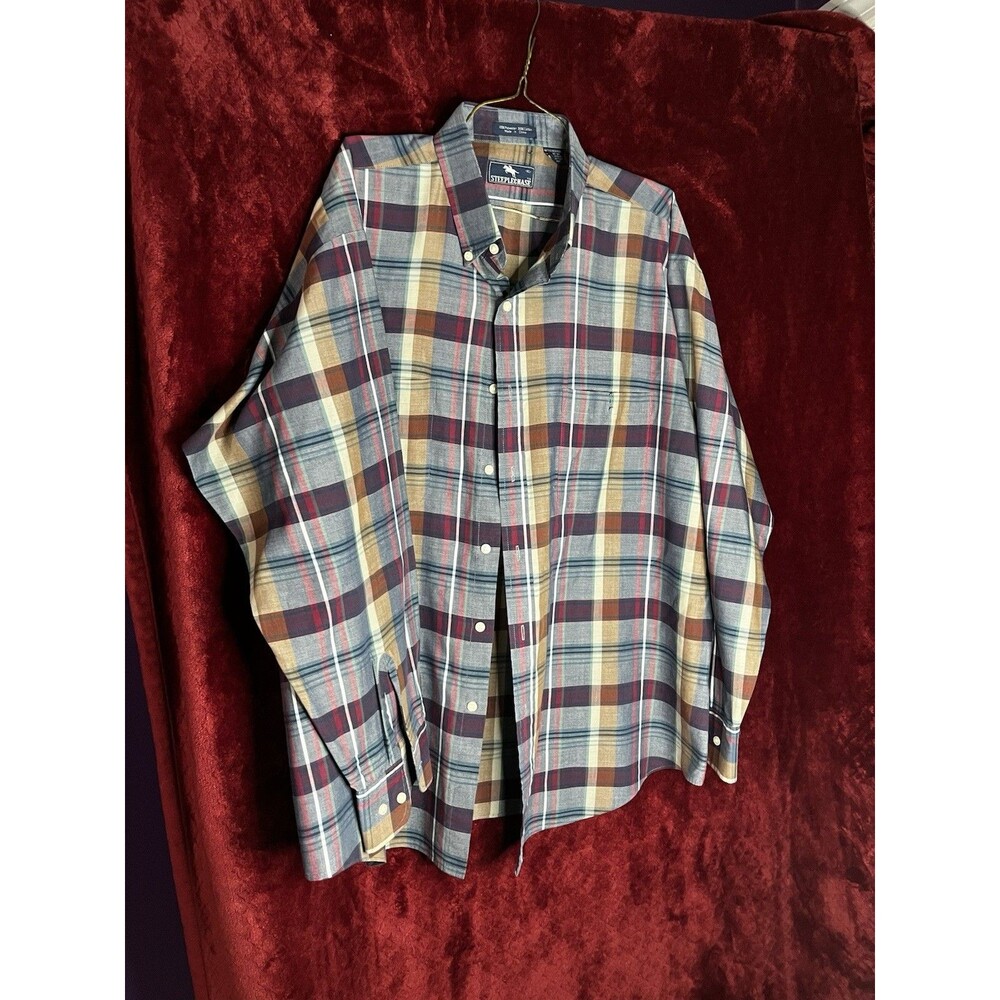 Steeplechase Mens Button Up Shirt Multicolor XL Plaid Two Pockets Long Sleeve